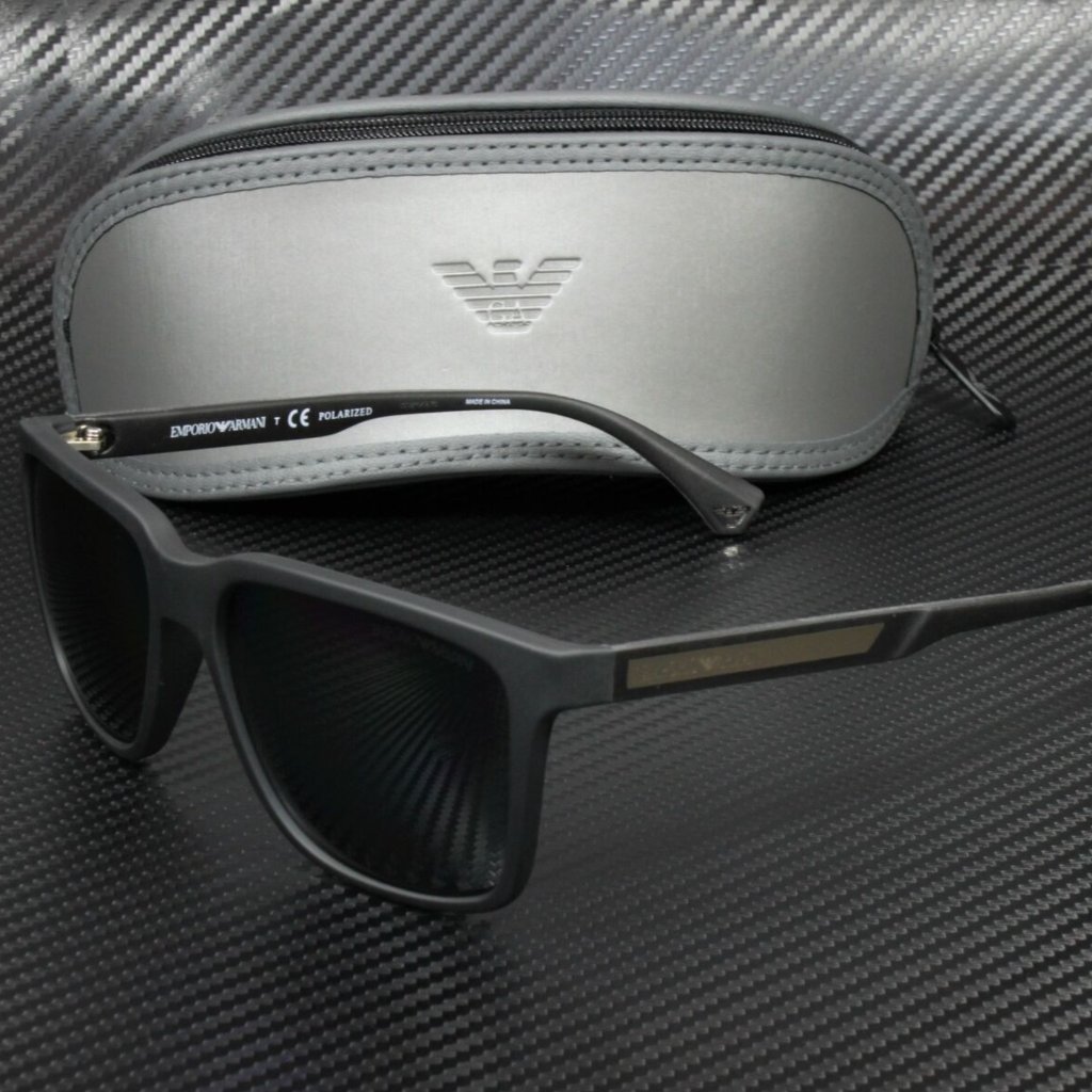 Emporio Armani Men's Black Grey Rubber Sunglasses!